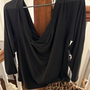 SHEIN Black Drape Neck Blouse